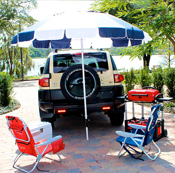 The Grillbrella TG3000 is perfect for providing shade and rain protection at tailgating events.